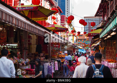 Marché nocturne le Trengganu Street, Chinatown, Singapour Banque D'Images
