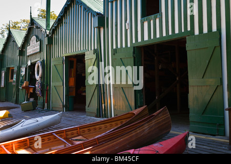 Antigua-Boatsheds historique sur la rivière Avon, Christchurch, Canterbury, île du Sud, Nouvelle-Zélande Banque D'Images