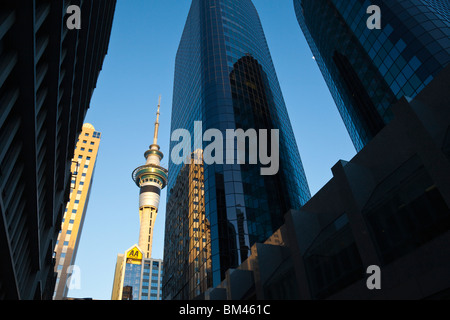 Afficher par ville tours à la Sky Tower. Auckland, île du Nord, Nouvelle-Zélande Banque D'Images