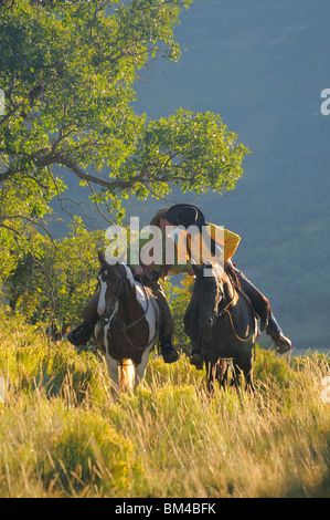 Couple riding horses Banque D'Images