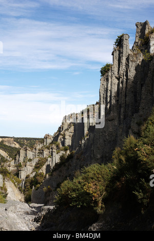 Les Putangirua Pinnacles rock formations in Palliser Bay sur la côte Wairarapa de Nouvelle-Zélande, île du Nord Banque D'Images