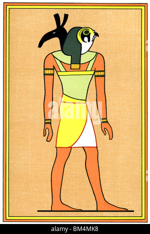 Le faucon Horus représente la tête ; l'autre tête est l'ensemble animal, un mystérieux personnage qui dit mythe avait recouvert de carrés les oreilles. Banque D'Images