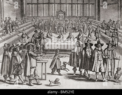 Oliver Cromwell dissolvant le parlement en 1653. Banque D'Images