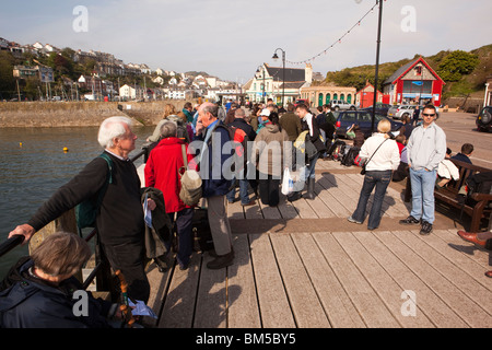 Royaume-uni, Angleterre, Devon, Ilfracombe Harbour, l'île de Lundy sur quai d'attente des visiteurs pour l'arrivée de Mme Oldenburg Banque D'Images