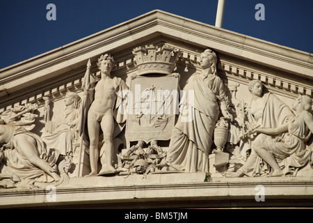 Détail de l'hôtel de ville Camara Municipal sur la place Praça do Municipio à Lisbonne, Portugal, Europe Banque D'Images