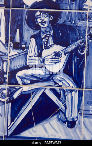 Azulejos céramique photo représentant des artistes fado Lisbonne Portugal Europe Banque D'Images