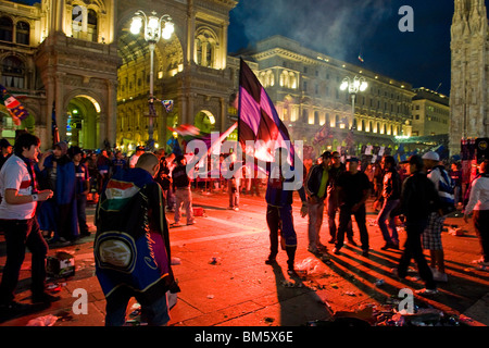 Célébration Scudetto Inter, place du Duomo, Milan, Italie, 16.05.2010 Banque D'Images