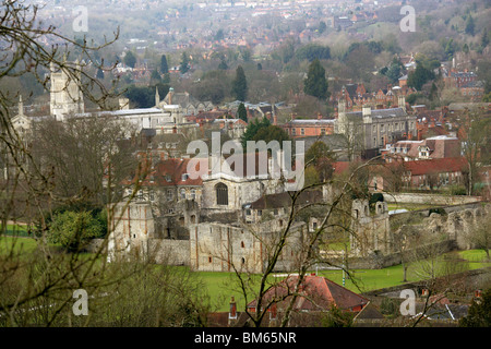 Wolvesey Palace et Winchester College de St Giles Hill, Hampshire, Royaume-Uni Banque D'Images