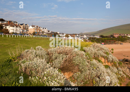 Royaume-uni, Angleterre, Devon, Woolacombe Sands Beach en fin d'après-midi la lumière Banque D'Images