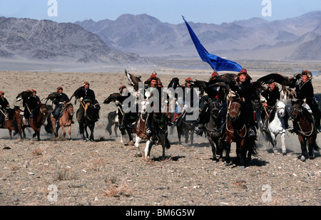 Festival Golden Eagle, Bayan Ölgii, montagnes de l'Altaï, en Mongolie Banque D'Images