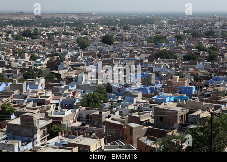 Vue large de Jodhpur, connu sous le nom de la ville bleue du Rajasthan, en Inde. Banque D'Images