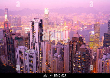 Panorama depuis le Pic Victoria, île de Hong Kong, Hong Kong, Chine Banque D'Images