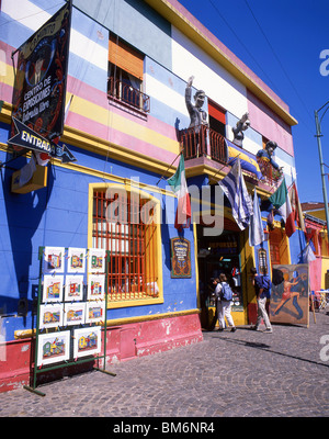 Les bâtiments aux couleurs pastel, la rue Caminito, la Boca, Buenos Aires, Argentine Banque D'Images