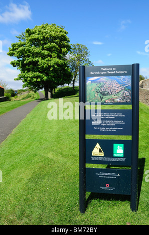 Berwick-upon-Tweed Georgian Ville du marché de l'Angleterre.(mur de château remparts). Banque D'Images