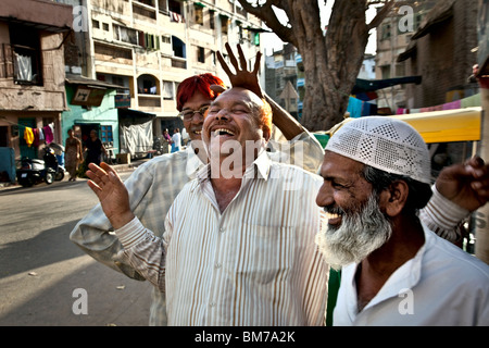 La vieille ville à Ahmedabad, Gujarat Inde Banque D'Images