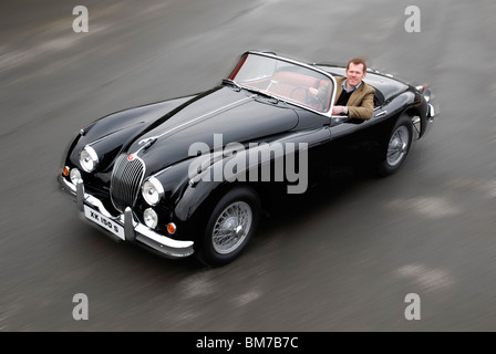 Une jaguar XK150 1958 Voiture de sport, restaurée à son état original et avec un véritable 574 milles sur l'horloge. Banque D'Images