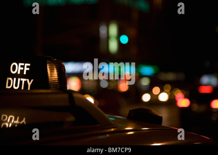 Détail d'un taxi la nuit, New York City, USA Banque D'Images