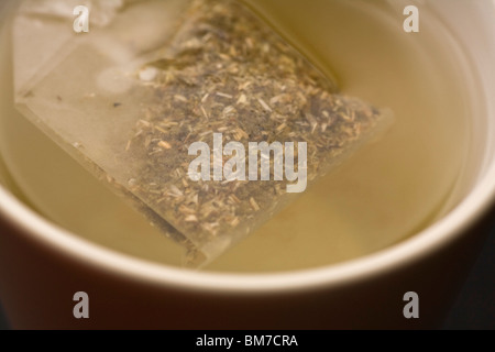 Détail d'un sachet dans une tasse d'eau Banque D'Images