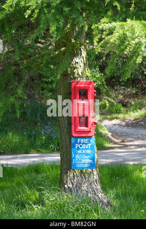 Point de feu en camping, Summerbridge Banque D'Images