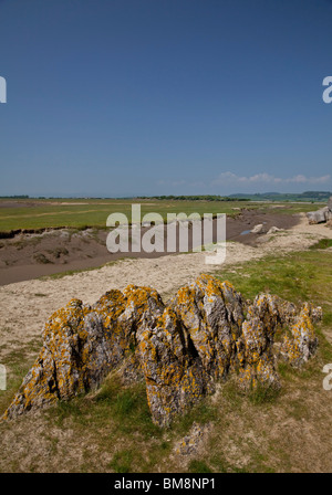 Humphrey Head à l'égard des marais, Grange Over Sands, Cumbria. Banque D'Images