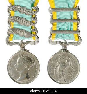 Médaille de la guerre de Crimée (réplique) avec Sebastopol Balaklava, fermoirs et Alma Banque D'Images