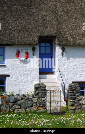 Un cottage de pêcheurs à porthallow à Cornwall, uk Banque D'Images