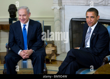Le président Barack Obama et le Premier ministre israélien Benjamin Netanyahu Banque D'Images