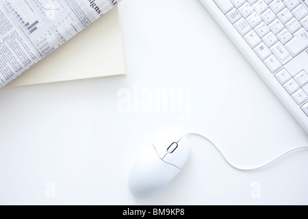 Clavier de l'ordinateur et la souris sur fond blanc Banque D'Images