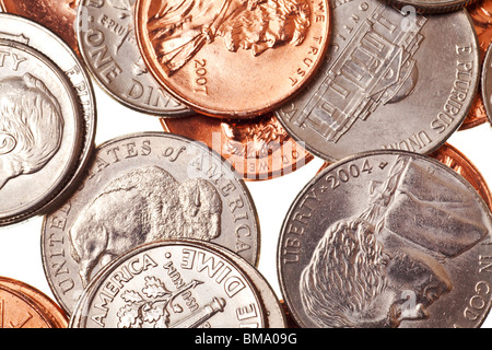 Coins isolé sur un fond blanc, pur Banque D'Images