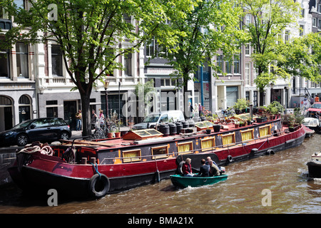Péniche barge canal Prinsengracht Banque D'Images