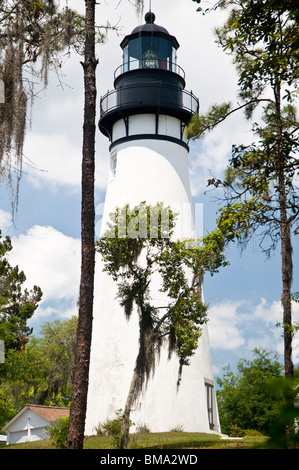 Amelia Island Lighthouse. Déplacé de Cumberland Island en Géorgie en 1838. Banque D'Images