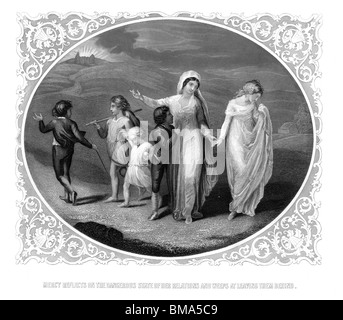 Illustration de John Bunyan's The Pilgrim's Progress ; Miséricorde reflète sur l'état dangereux de ses relations Banque D'Images