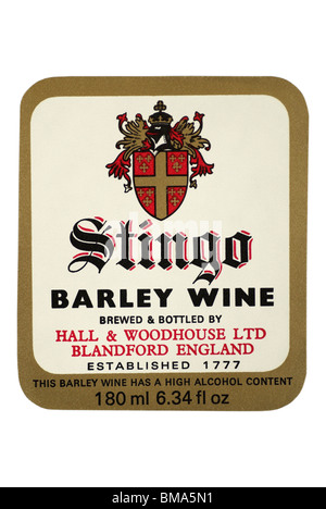 Hall & Woodhouse Stingo Ale Barley Wine bottle label - date inconnue. Banque D'Images