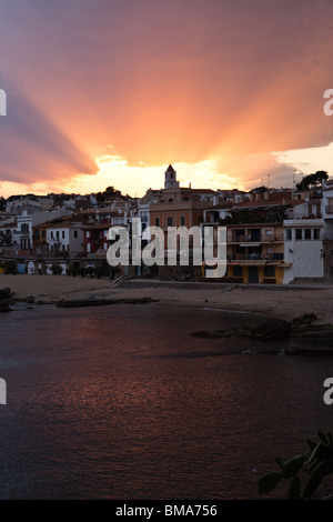 Coucher de soleil sur Calella de Palafrugell Banque D'Images