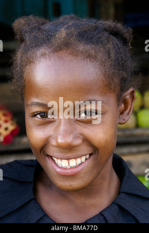 Belle fille malgache, Madagascar Banque D'Images