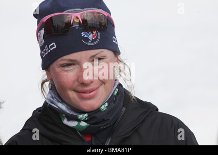 Marie Dorin (plus tard Marie Dorin Habert) de France à la Coupe du monde de biathlon IBU Kontiolahti Finlande 13 mars 2010 photo : ROB WATKINS Banque D'Images