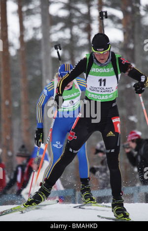 Tina Bachmann Allemagne Femmes 10km poursuite Biathlon Coupe du Monde IBU Kontiolahti en Finlande le 14 mars 2010 Photo : Rob WATKINS Banque D'Images