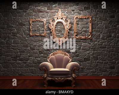 Mur de brique illuminé et président fait en 3D Banque D'Images