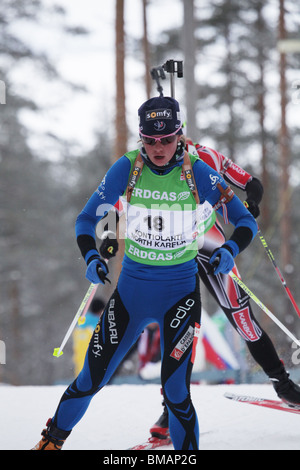 Marie Dorin France Femmes 10km poursuite Biathlon Coupe du Monde IBU Kontiolahti en Finlande le 14 mars 2010 Photo : Rob WATKINS Banque D'Images