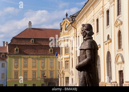 L'Europe, la Roumanie, la Transylvanie, Sibiu, 12e siècle ville saxonne, Piata Mare Banque D'Images