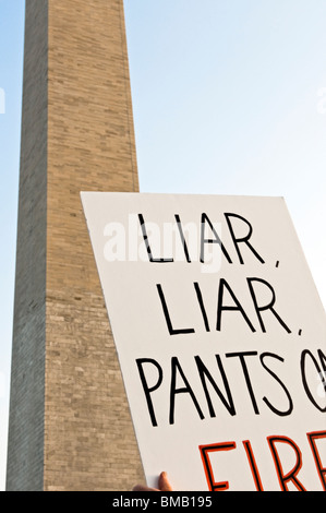 Un panneau à l'entrée de la Tea Party manifestation le jour de l'impôt, le 15 avril à Washington DC - Banque D'Images