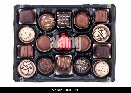 Bac en plastique noir de chocolats mixte premium Banque D'Images