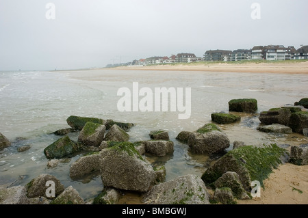 Vue sur la plage à Knokke-Zoute, côte belge. Photo D.V. Banque D'Images