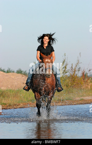 Ritt durchs Wasser / équitation à travers l'eau Banque D'Images