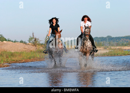 Ritt durchs Wasser / équitation à travers l'eau Banque D'Images