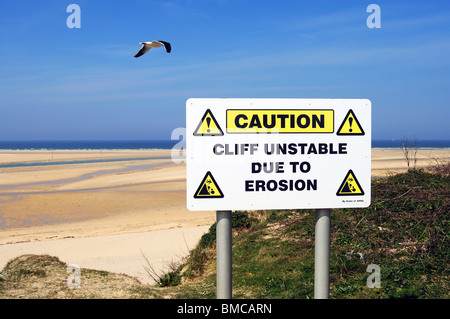 L'instabilité de falaise signe à hayle estuaire dans Cornwall, uk Banque D'Images