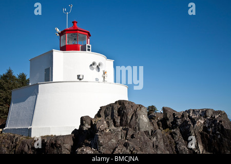 Phare de Amphitrite Point, Ucluelet, île de Vancouver, Colombie-Britannique, Canada Banque D'Images