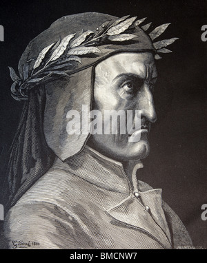 Portrait de Dante Alighieri par Gustave Doré dans le frontispice de Divine Comédie Banque D'Images