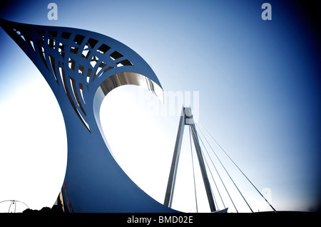 Traversée de pont maritime sur le lac marin, Southport, Merseyside Banque D'Images