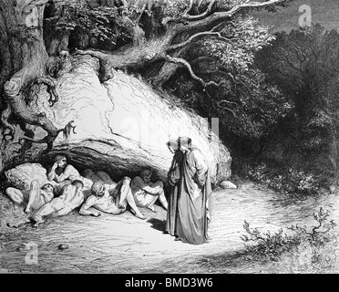 Gravure de Gustave Doré de la Divine Comédie de Dante Alighieri 'Inferno' ou 'Visions de l'enfer' ; Dante et Virgile dans les limbes Banque D'Images